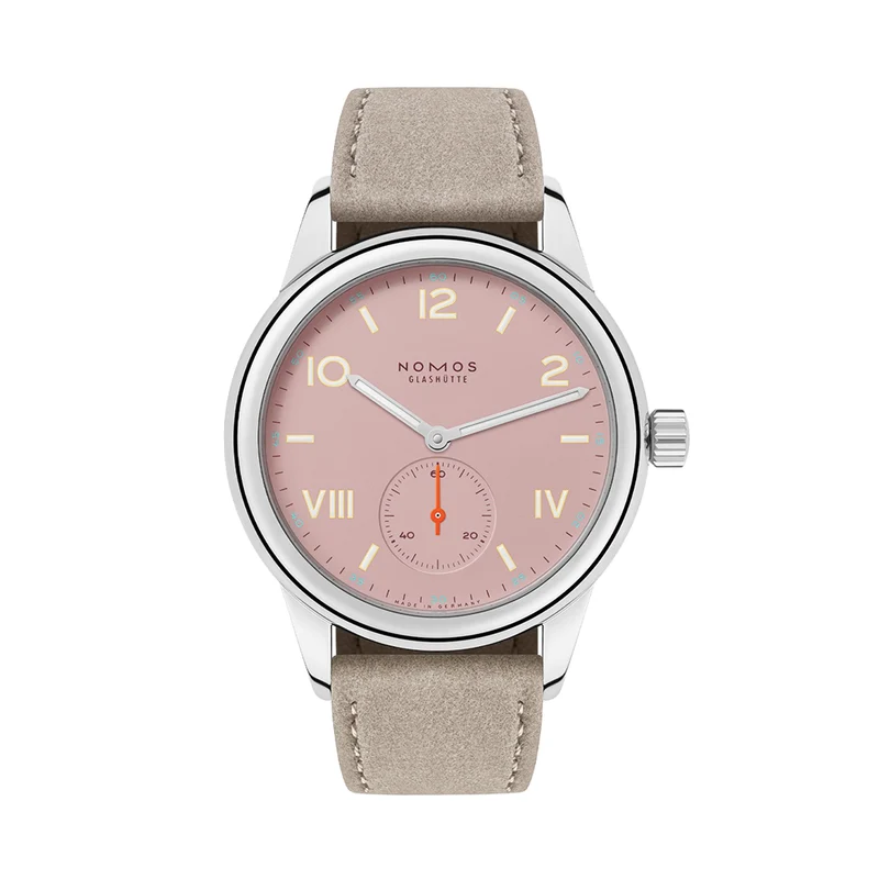 Club Campus Glass Back 36mm - Rose on Leather Strap