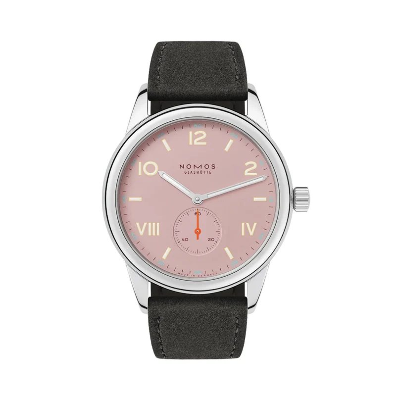 Club Campus Glass Back 38.5mm - Rose on Leather Strap