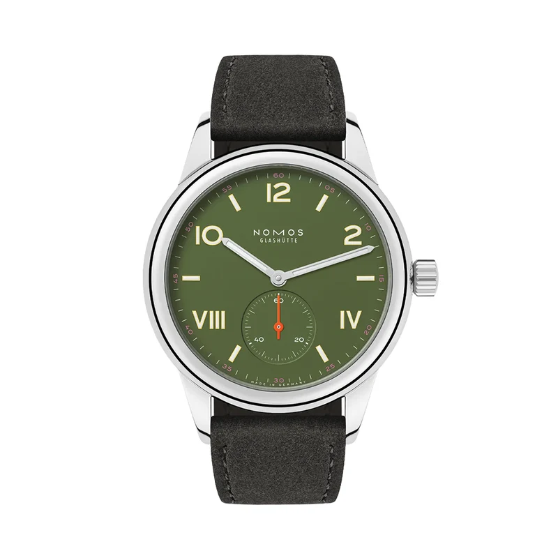 Club Campus Steel Back 36mm - Olive on Leather Strap