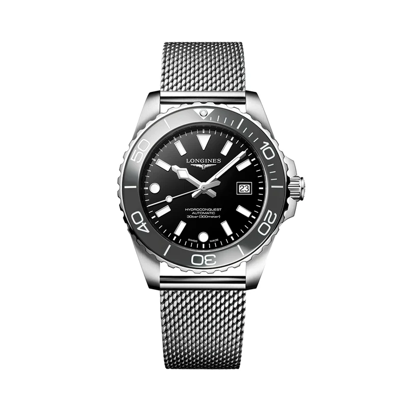 HydroConquest 42mm - Black on Mesh Bracelet