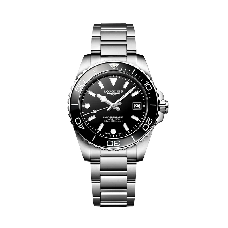 HydroConquest 39mm - Black on Bracelet