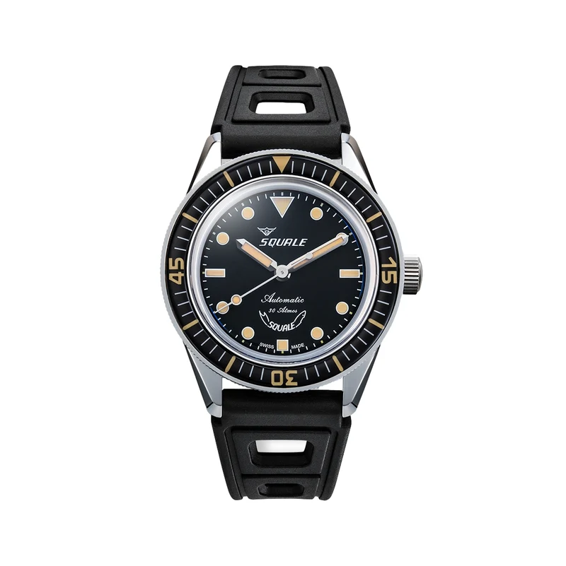 Sub-37 Legend 37mm - Black on Rubber Strap