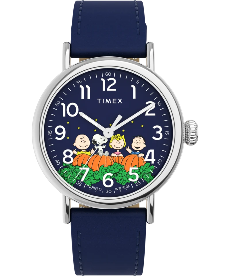 Peanuts® x Timex Standard Pumpkin Patch 40mm Leather Strap Watch