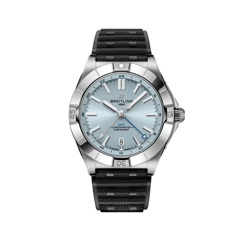 Chronomat Automatic GMT Steel and Platinum 40mm - Blue on Rubber Strap