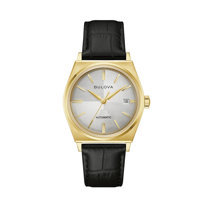 Frank Sinatra Nothing But The Best Gold-Tone 37mm - Silver on Leather Strap