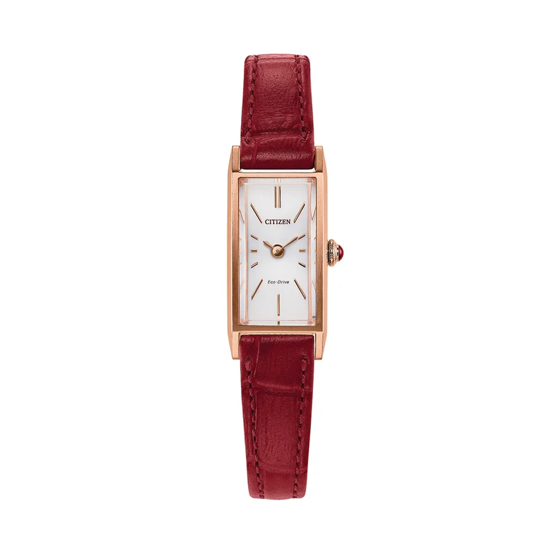 Fio Rose Gold-Tone 30.7mm - White on Red Leather Strap
