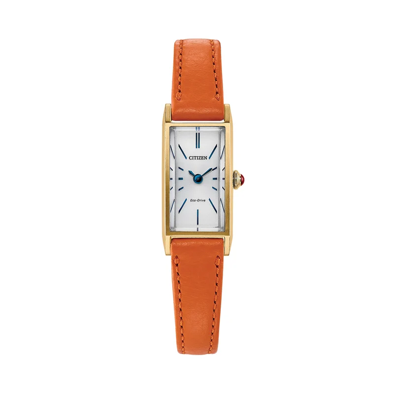 Fio Gold-Tone 30.7mm - White on Orange Leather Strap
