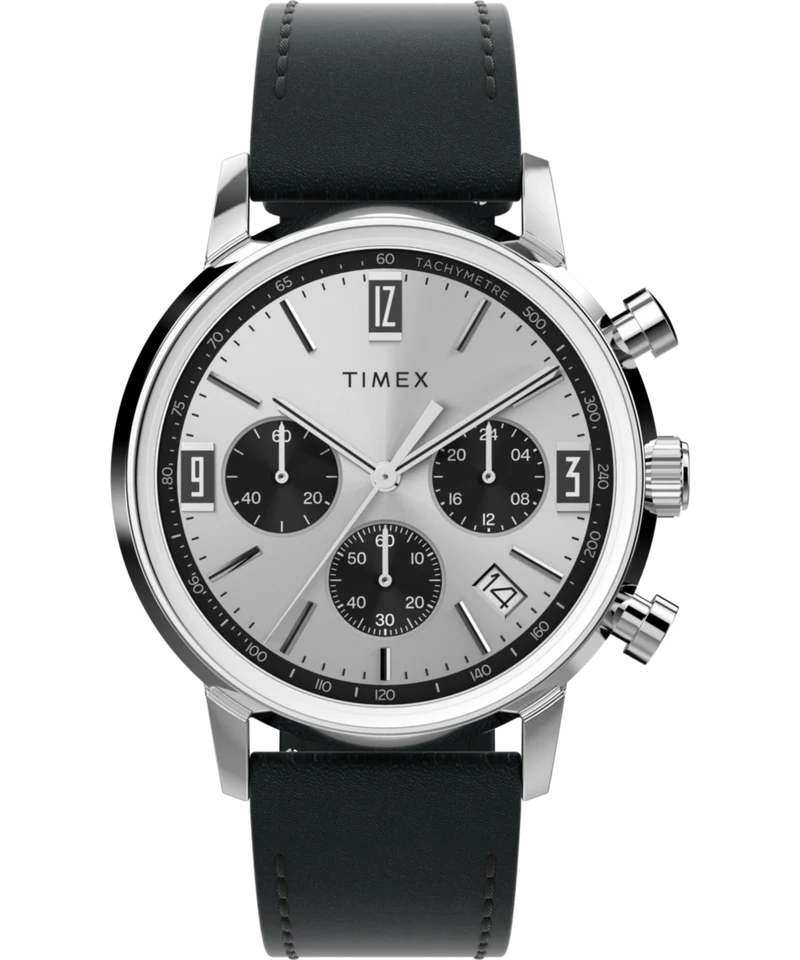 Marlin® Chronograph Tachymeter 40mm Leather Strap Watch