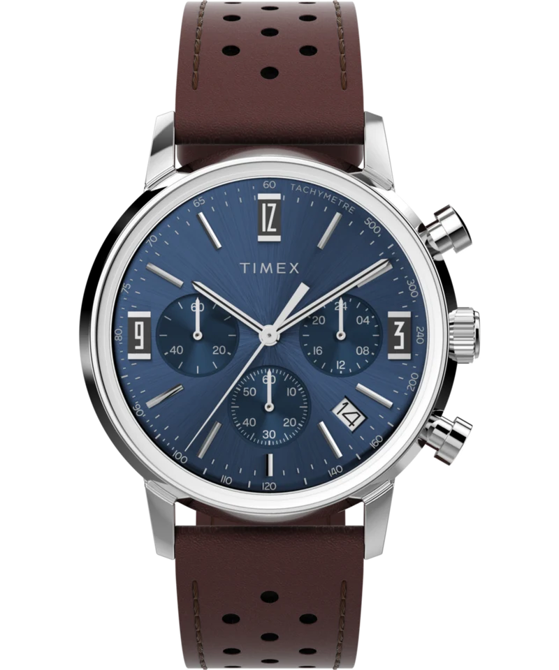 Marlin® Chronograph Tachymeter 40mm Leather Strap Watch