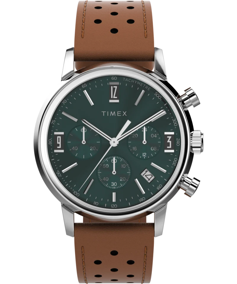Marlin® Chronograph Tachymeter 40mm Leather Strap Watch