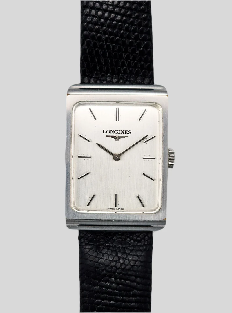 Longines rectangular steel NOS