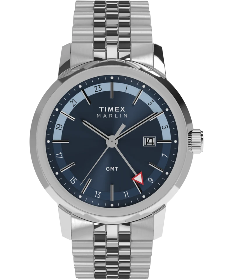 Marlin® Quartz GMT 40mm Stainless Steel Bracelet Watch