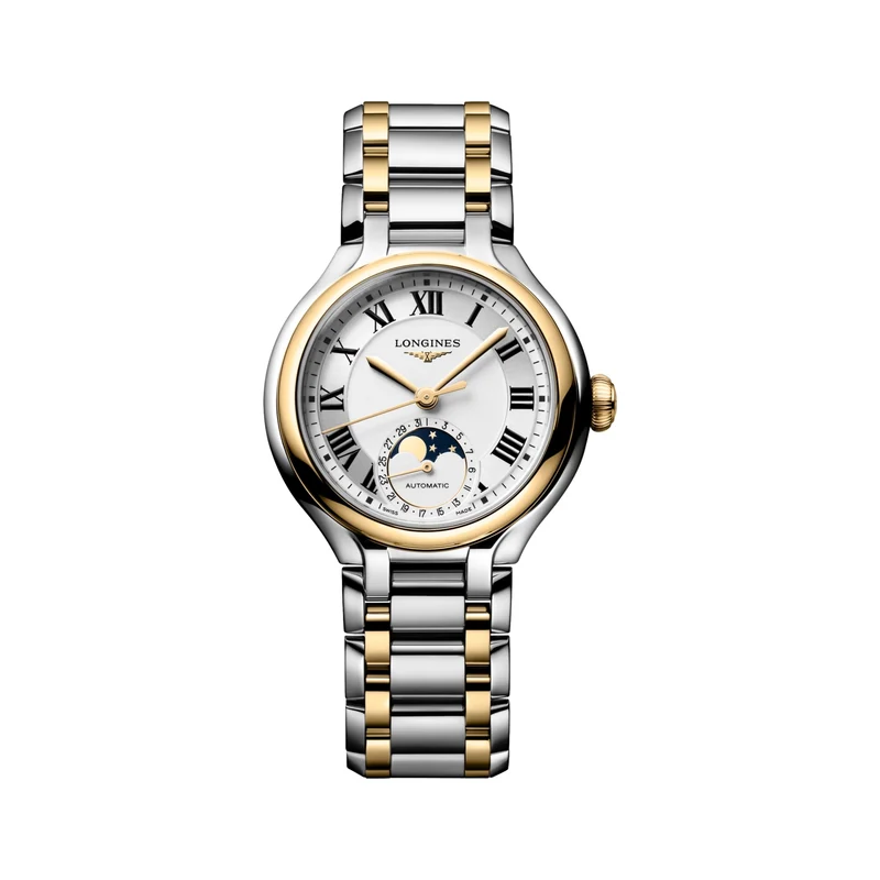 Primaluna Moonphase Two-Tone 34mm - Silver on Bracelet