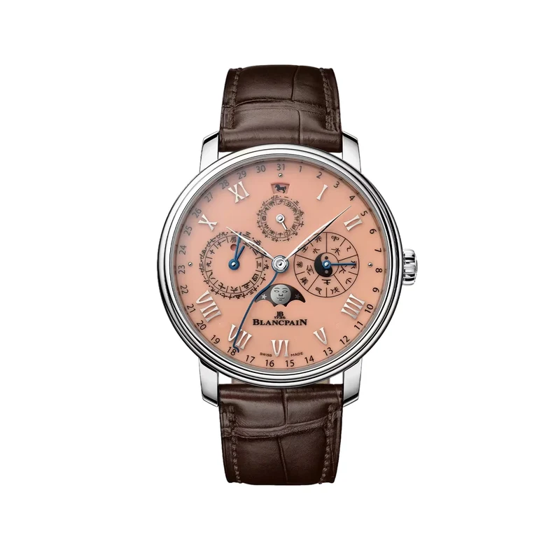 Villeret Calendrier Chinois Traditionnel Platinum Year of the Horse Limited Edition 45.2mm - Salmon on Leather Strap