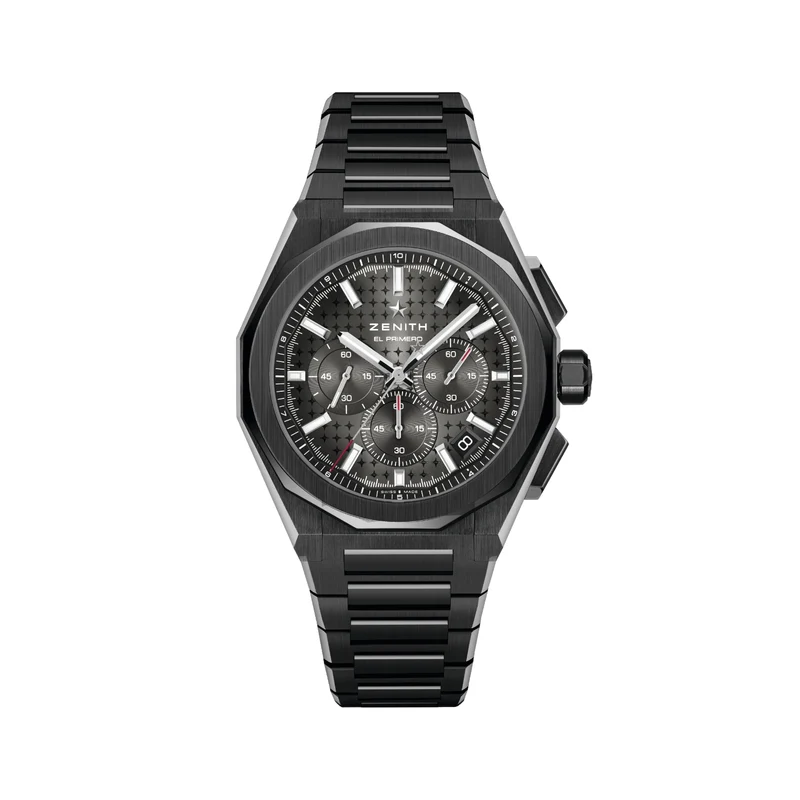 Defy Skyline Chronograph Ceramic 42mm - Black-Toned on Bracelet w/ Extra Rubber Strap