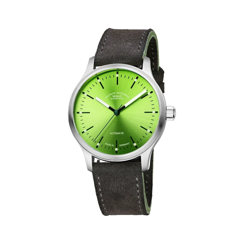 Panova 40mm - Lime Green on Leather Strap