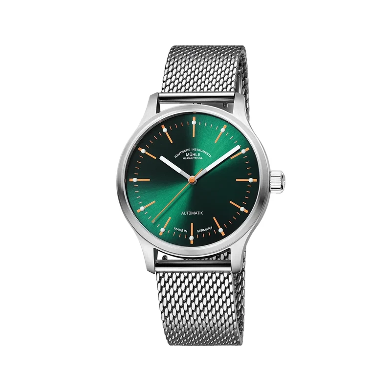 Panova 40mm - Green on Stainless Steel Milanaise Bracelet