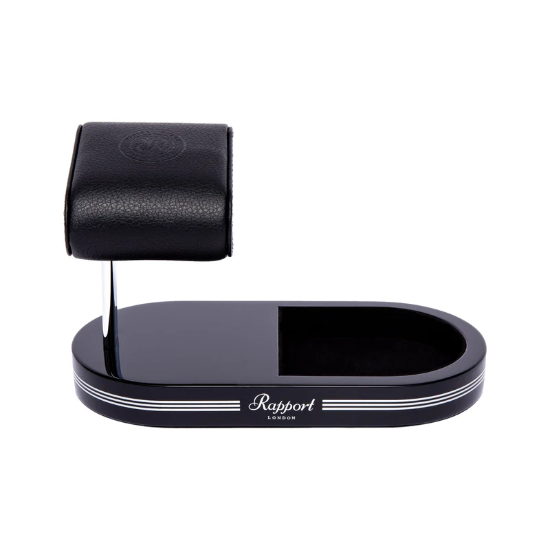 Formula Watch Stand with Tray - Black and Silver