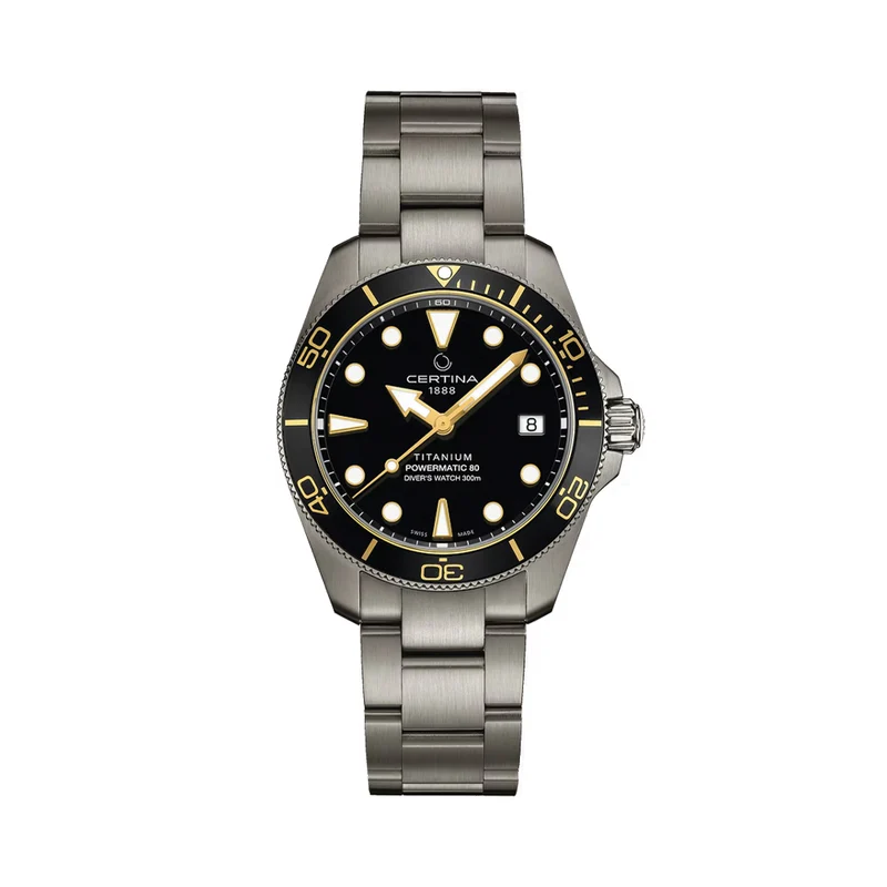 DS Action Diver New DS Concept Extreme Shock Resistance Titanium 38mm – Black, Gold Accents on Bracelet