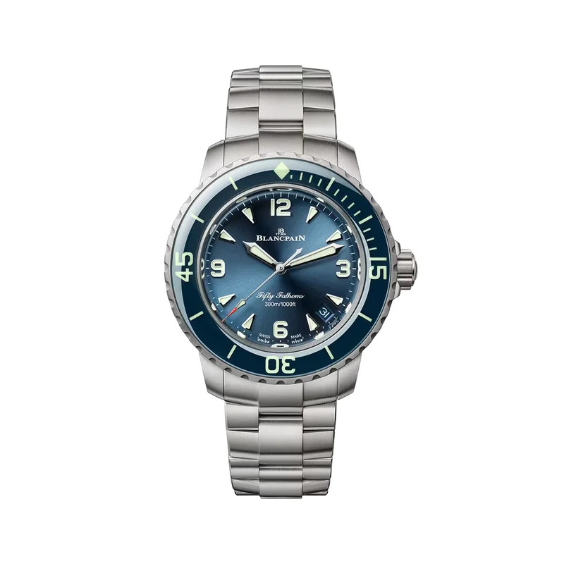 Fifty Fathoms Brushed Titanium 38mm - Blue on Bracelet