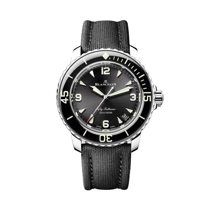 Fifty Fathoms Automatique Steel 42.3mm - Black on Sail-Canvas Strap