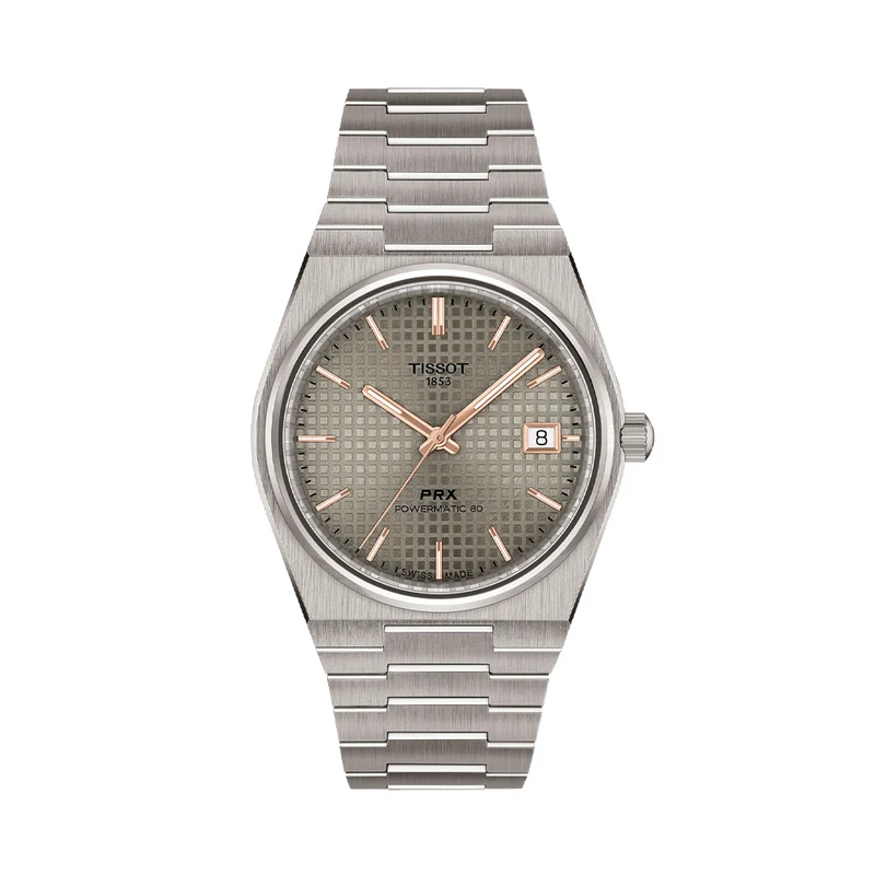 PRX Powermatic 80 Titanium 38mm - Anthracite w/ Rose Gold Colored Accents on Bracelet
