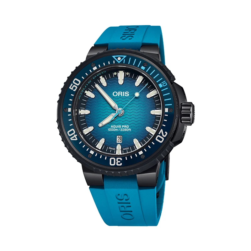 Aquis Pro 1000m Multi-Piece Titanium 49.5mm - Blue on Rubber Strap w/ Extra Rubber Strap