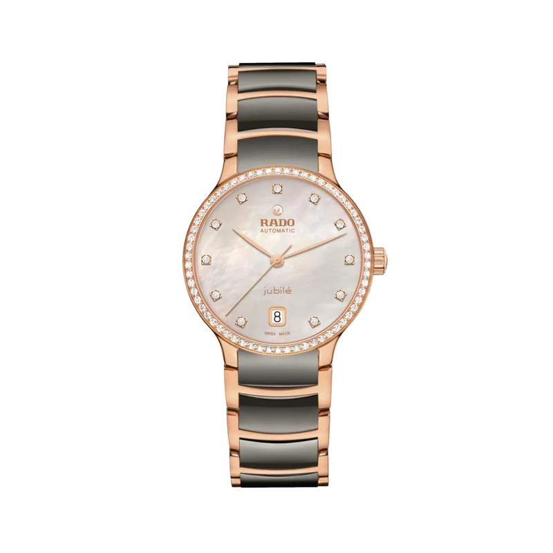 Centrix Automatic Rose Gold PVD 35mm - Silver, Mother-of-Pearl on Bracelet