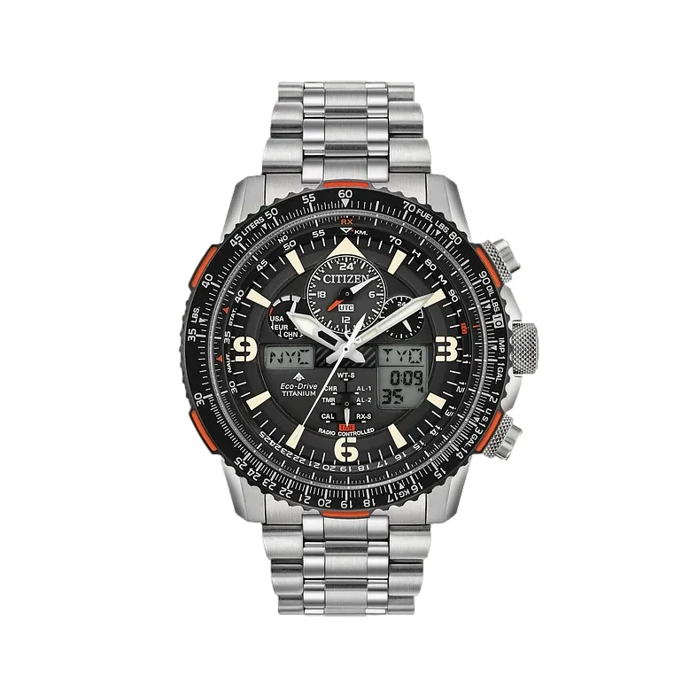 Promaster Skyhawk A-T Atomic Timekeeping Super Titanium™ 45mm - Black on Bracelet