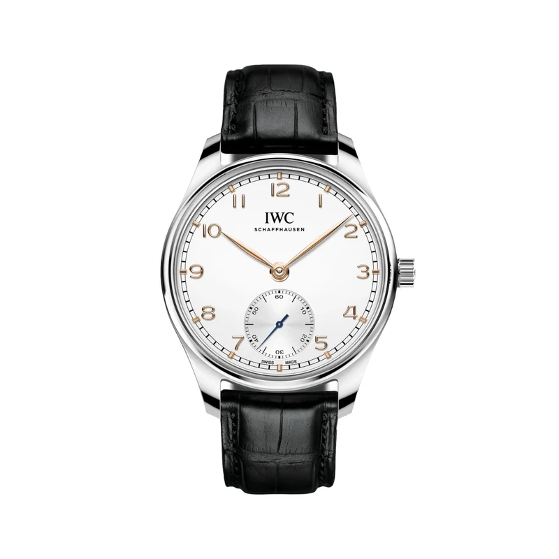 Portugieser Automatic 40mm - Silver w/ Black Accents on Leather Strap