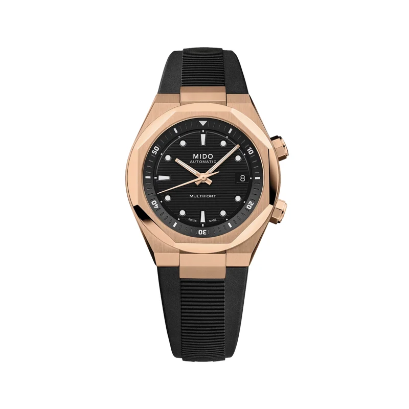 Multifort 8 Two Crowns Automatic Gold-Tone 40mm - Black on Rubber Strap