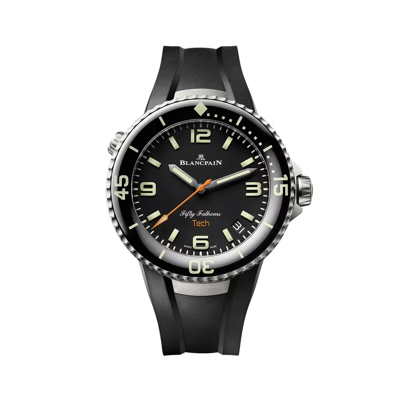 Fifty Fathoms Tech Titanium 45mm - Absolute Black on Rubber Strap w/ 2 Additional Straps