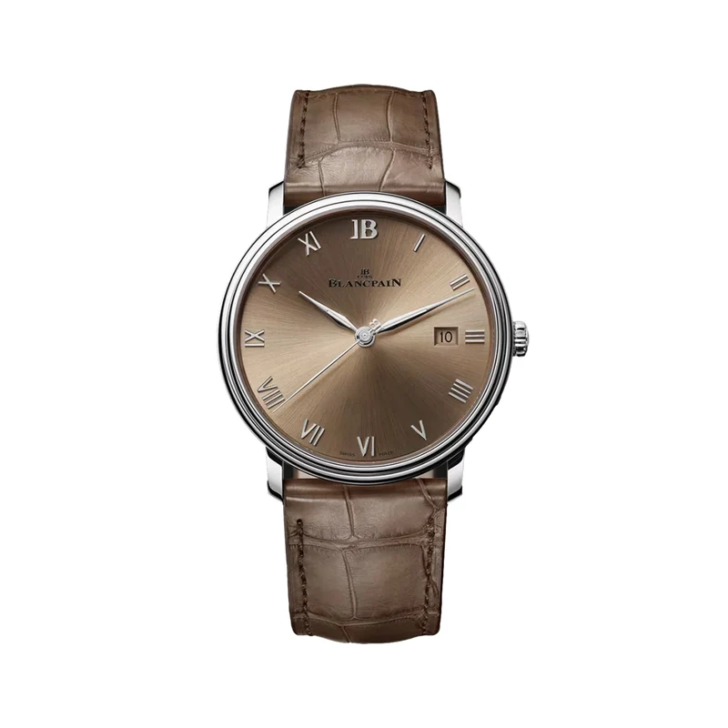 Villeret Extraplate 40mm - Brown Gold on Leather Strap