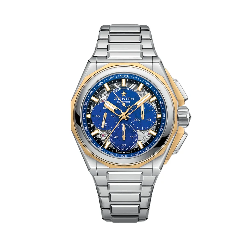 DEFY Extreme Lapis Lazuli Chronograph 45mm - Blue w/ Yellow Gold Accents on Bracelet and 2 Additional Straps