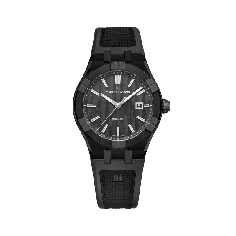 Aikonic Automatic 43mm - Black Carbon on Black Rubber Strap