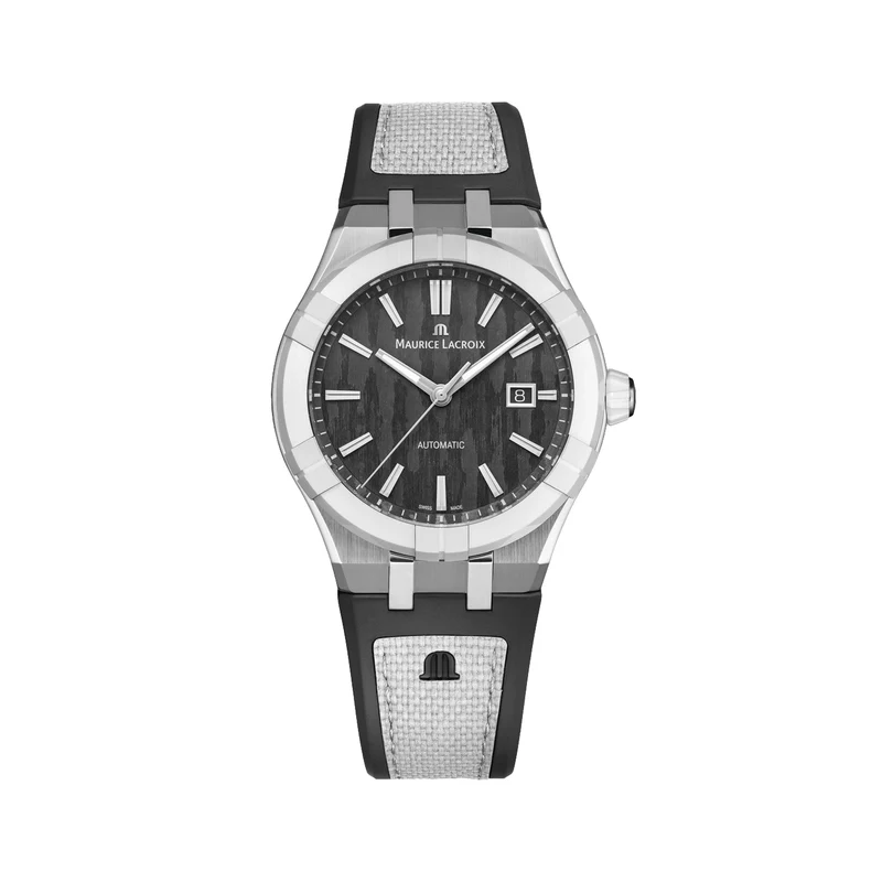 Aikonic Automatic 43mm - Black Carbon on White and Black Rubber Strap