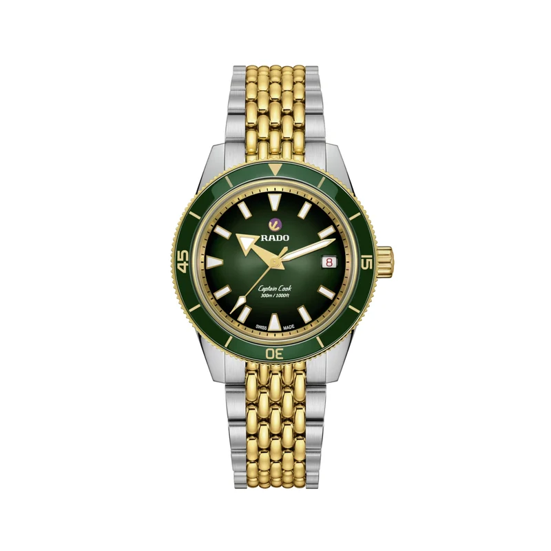 Captain Cook Automatic Bi-Color Yellow Gold and Steel 39mm - Green on Bracelet