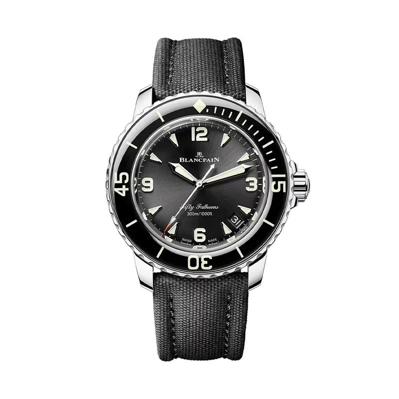 Fifty Fathoms Automatique Steel 42.3mm - Black on Sail-Canvas Strap