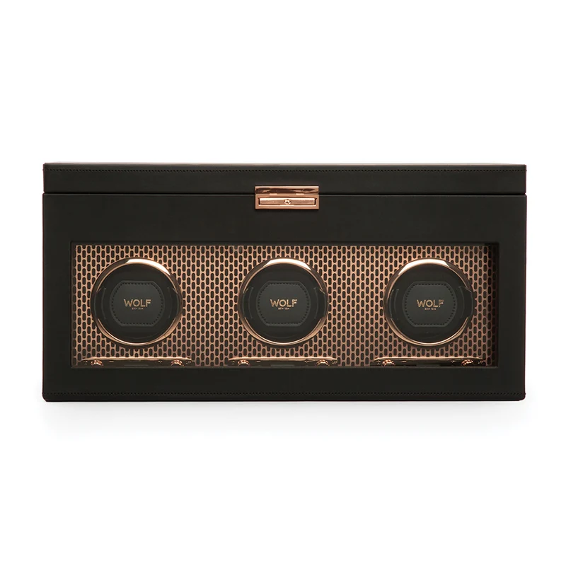 Axis Triple Watch Winder With Storage - Copper