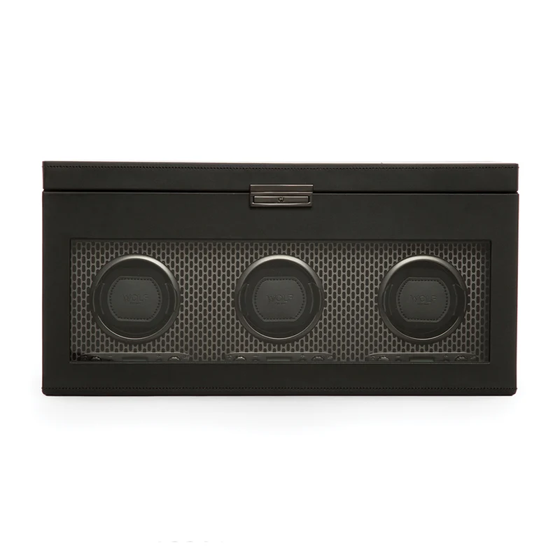 Axis Triple Watch Winder With Storage - Power Coat