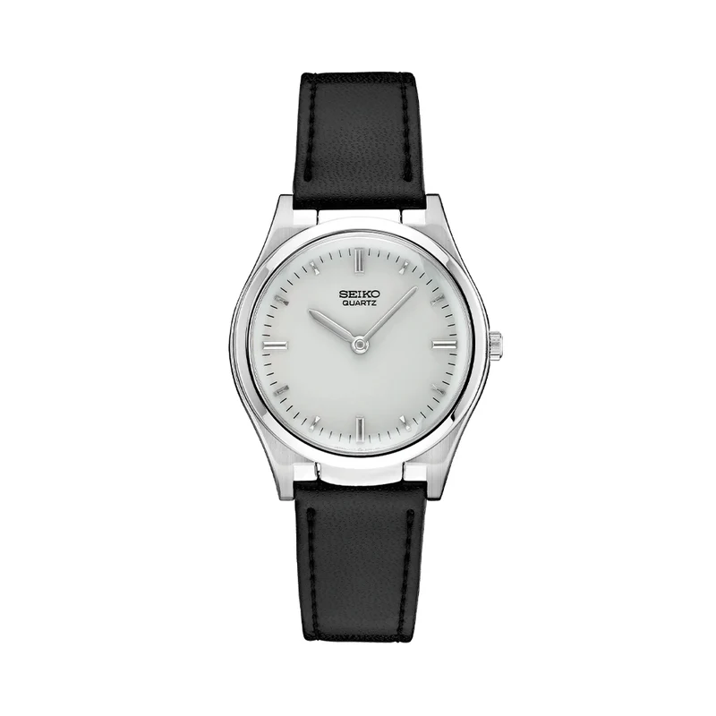 S23159 Essentials Quartz for Visually Impaired 36mm - Silver on Leather Strap