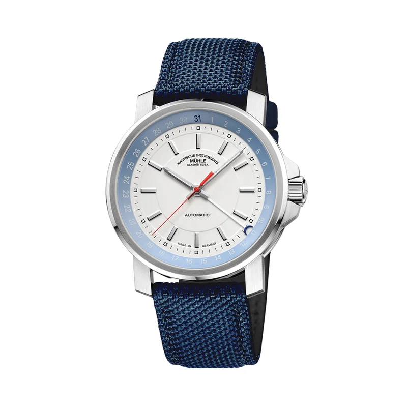29er Big Pointer Date Automatic 42.4mm - White on Blue Canvas Strap
