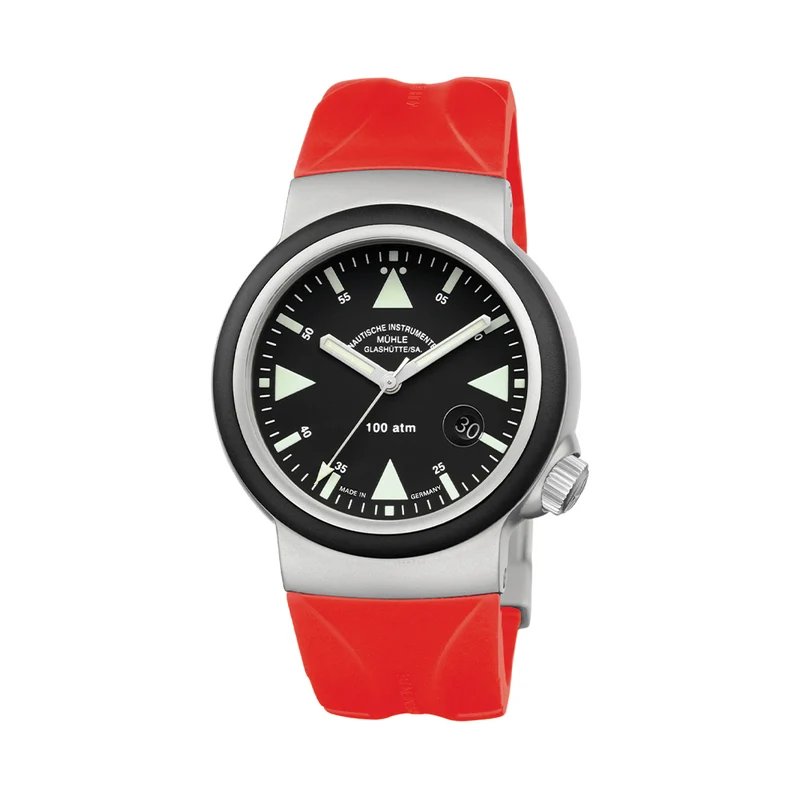 S.A.R. Rescue Timer Automatic 42mm - Black on Red Rubber Strap