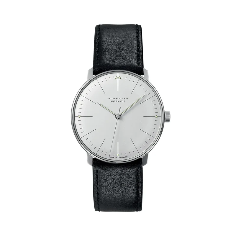 Max Bill Automatic Sapphire Crystal 38mm - White on Leather Strap