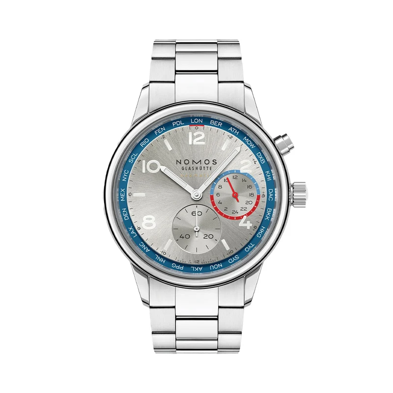 Club Sport Neomatik Worldtimer 40mm - Silver and Blue on Bracelet