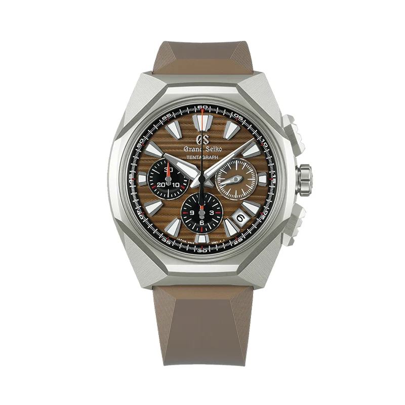 SLGC009 "Tokyo Lion" Sport Tentagraph Brilliant Hard Titanium 43mm - Brown on Rubber Strap