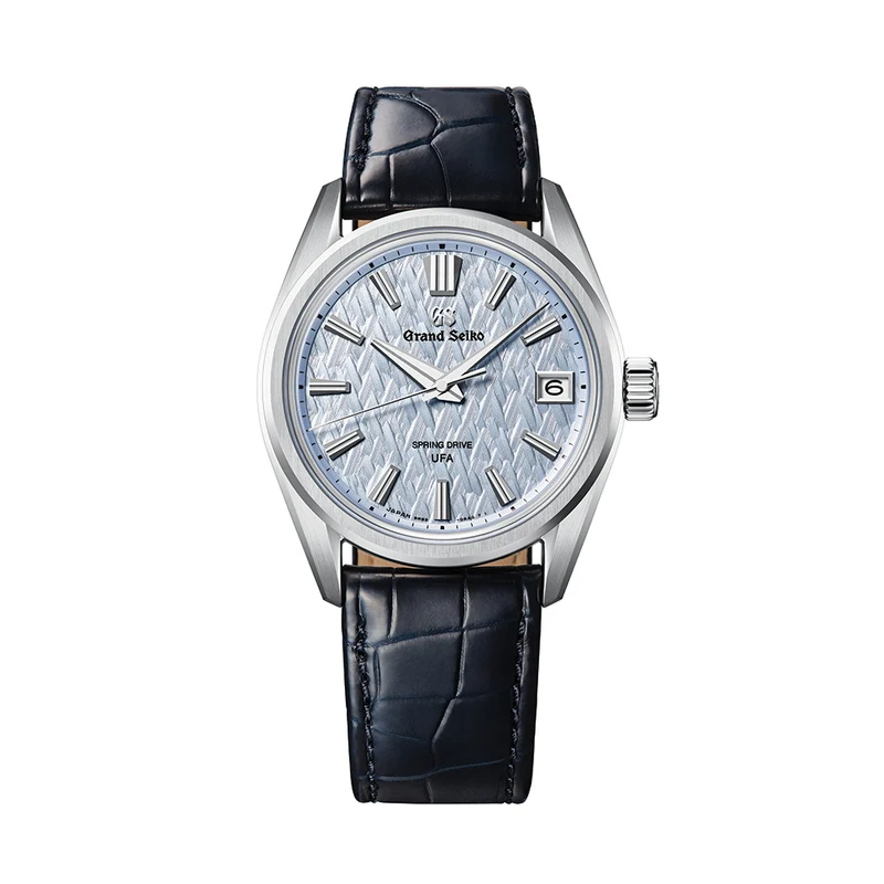 SLGB001 Evolution 9 Spring Drive UFA Platinum 950 37mm - Light Blue on Leather Strap