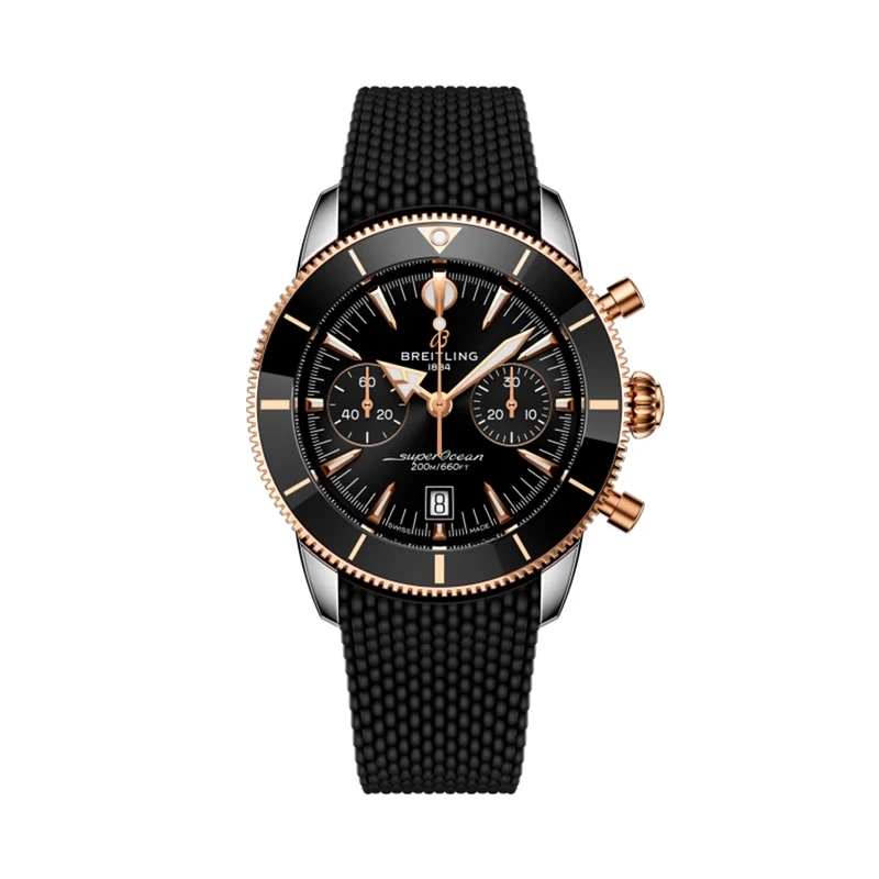 Superocean Heritage B01 Chronograph Steel & 18K Red Gold 42mm - Black on Rubber Strap