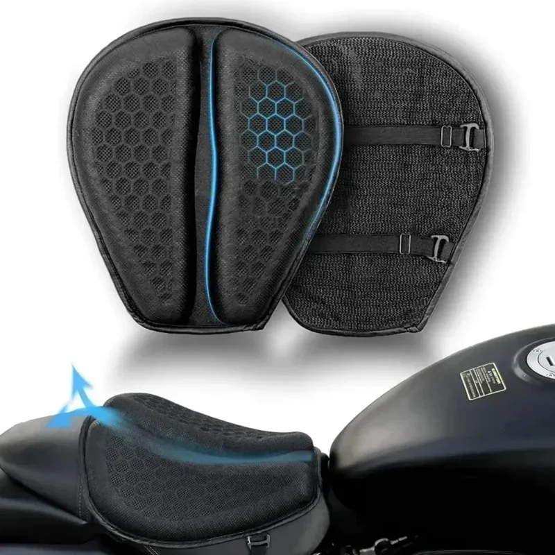 Cuscino per Moto – Struttura a Nido d'ape 3D con Gel Ammortizzante e Lycra Traspirante per Comfort durante Lunghe Corse