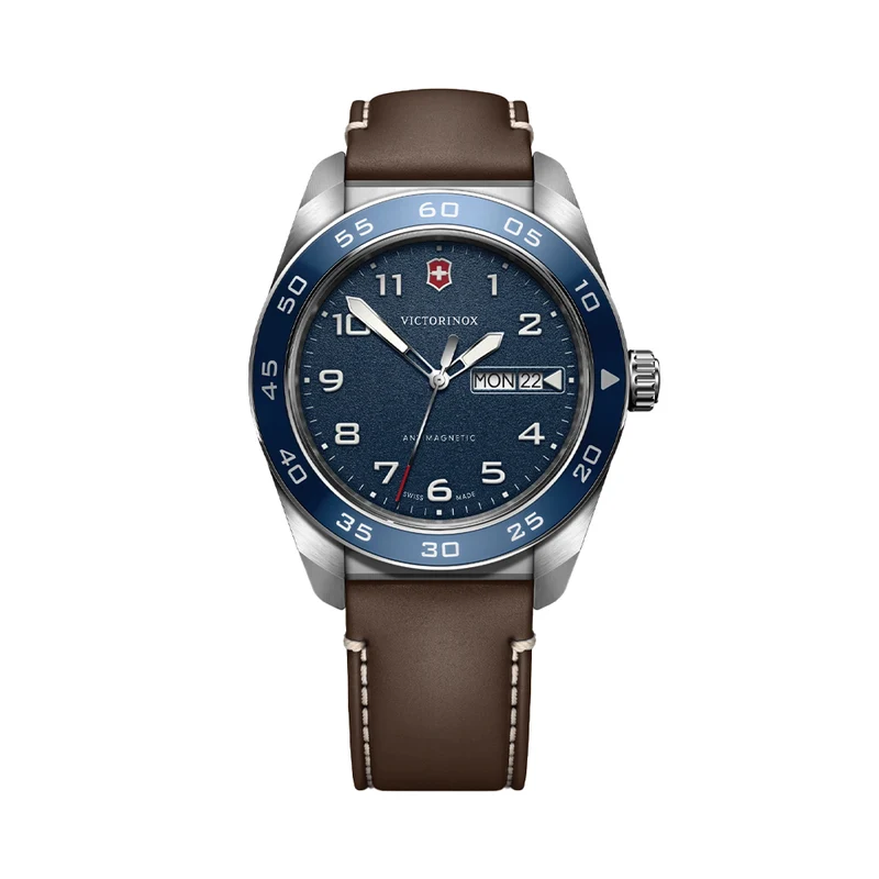 Swiss Army Quartz 42mm - Blue on Brown Leather Strap